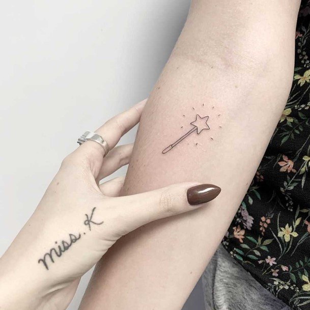 Colorful Womens Wand Tattoo Design Ideas