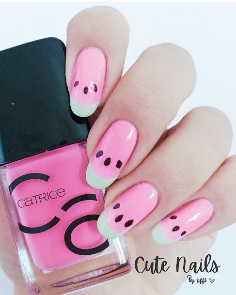 Colorful Womens Watermelon Nail Design Ideas