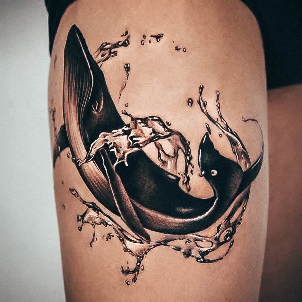 Colorful Womens Whale Tattoo Design Ideas