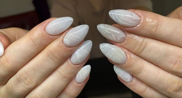 Colorful Womens White Almond Shaped Nail Design Ideas