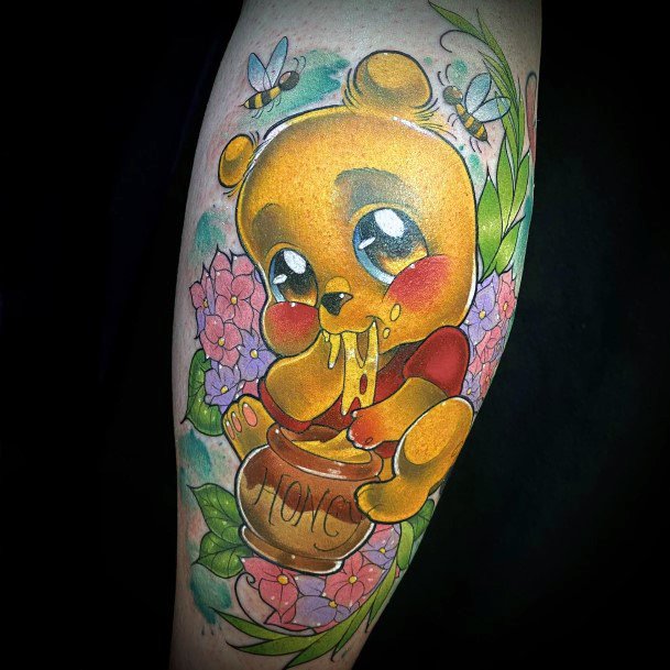 Colorful Womens Winnie The Pooh Tattoo Design Ideas