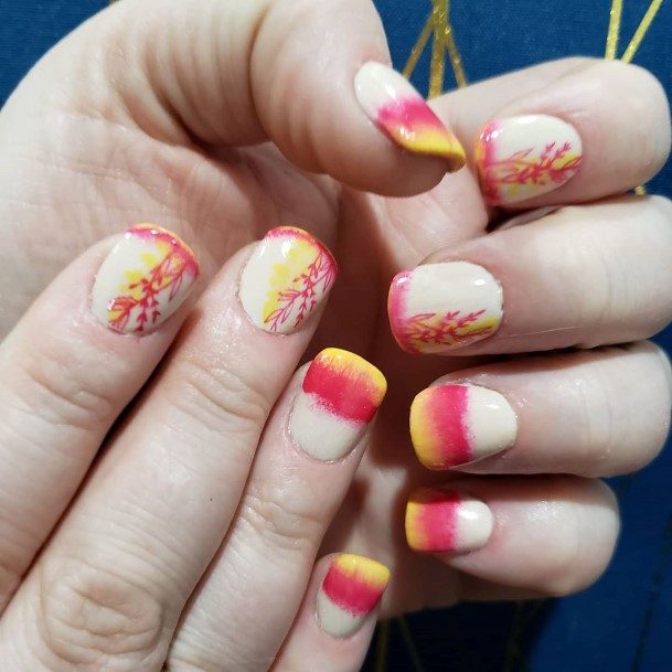 Colorful Womens Yellow And Pink Nail Design Ideas