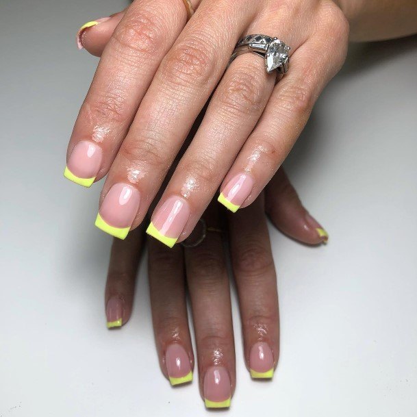 Colorful Womens Yellow French Tip Nail Design Ideas