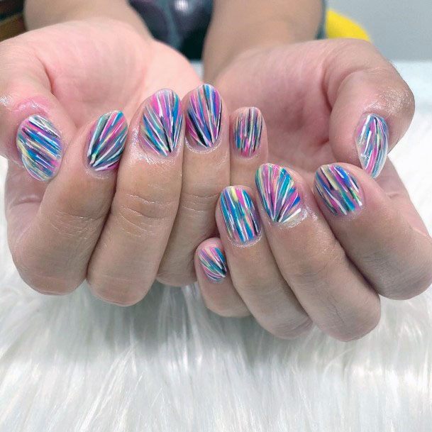 Colourful Spikes Birthday Nails