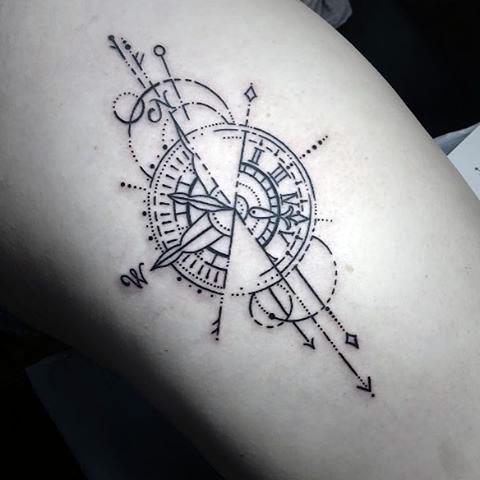 Complicated Compass Tattoo Womens Forearms