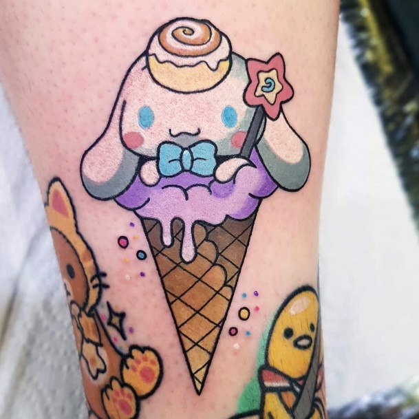 Cone Ice With Magical Wand Tattoo Cute Women