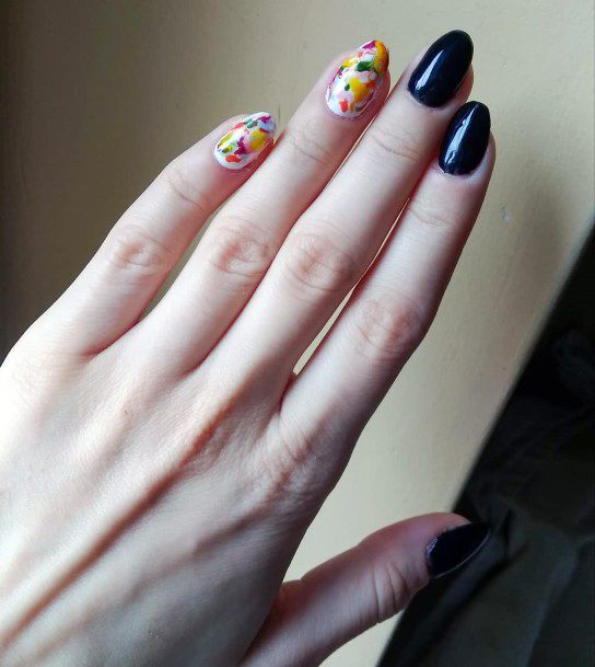 Confetti And Black Dual Nails Women