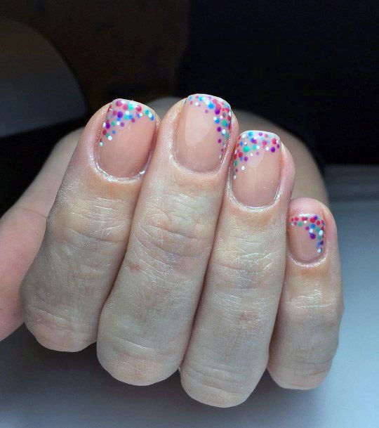 Confetti Dots Nude Nail Design For Women