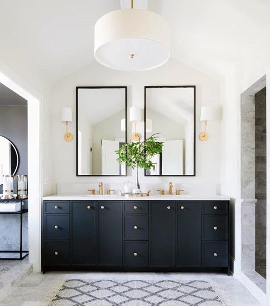 Contemporary Black With Stainless Steel Hardware Bathroom Cabinet Ideas