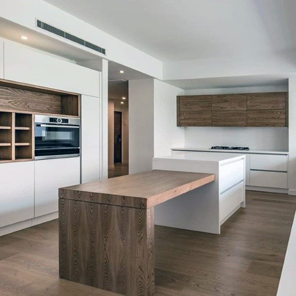Contemporary White And Wood Kitchen Cabinet Ideas