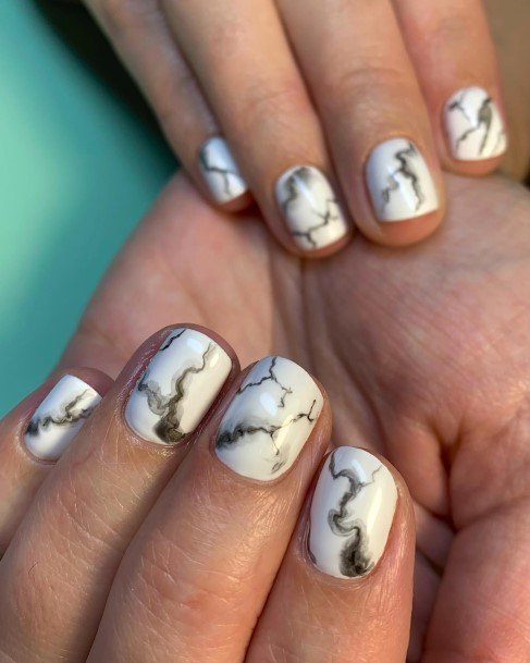 Cool Black And White Marble Nails For Women