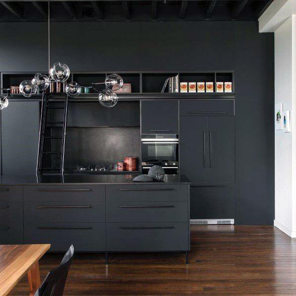 Cool Black Kitchen Cabinet Design Ideas Modern