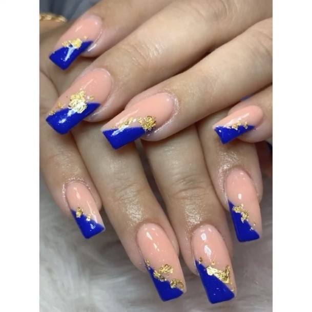 Cool Blue And Gold Nails For Women