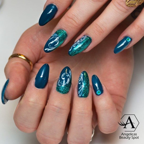 Cool Blue And Green Nails For Women