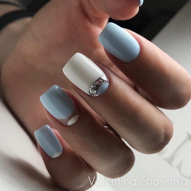 Cool Blue And Silver Nails For Women