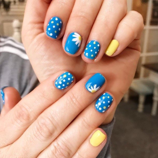 Cool Blue And Yellow Nails For Women