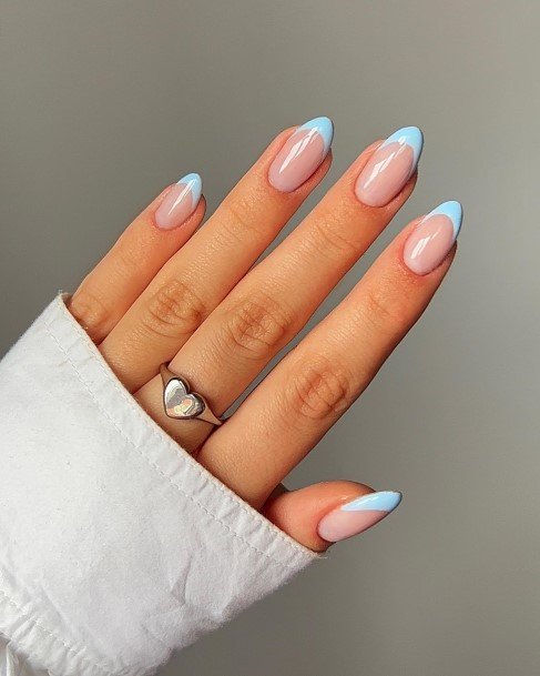 Cool Blue French Tip Nails For Women