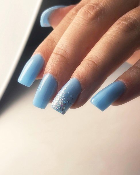 Cool Blue Glitter Nails For Women