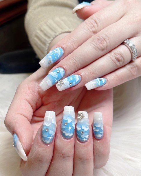 Cool Blue Ombre Nails For Women