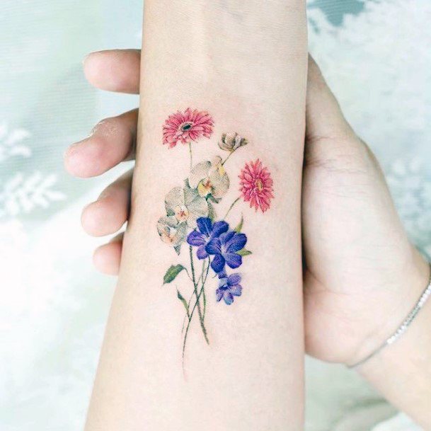 Cool Bouquet Tattoos For Women