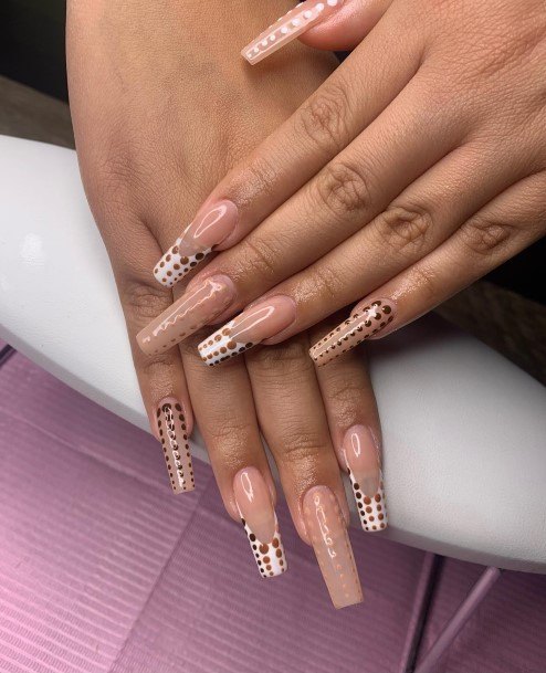 Cool Brown French Tip Nails For Women