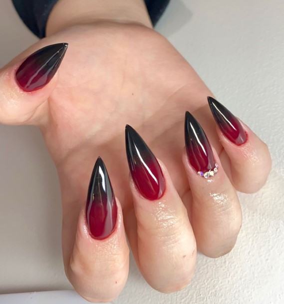 Cool Burgundy And Black Nails For Women