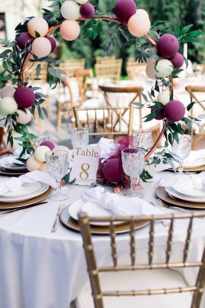 Cool Circle Table Decorations White Burgandy Baloon Ideas For Wedding