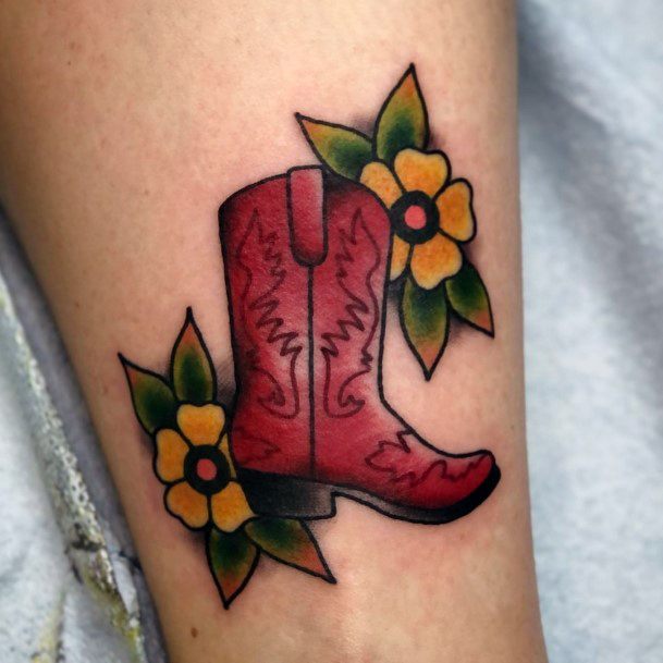 Cool Cowboy Boot Tattoos For Women