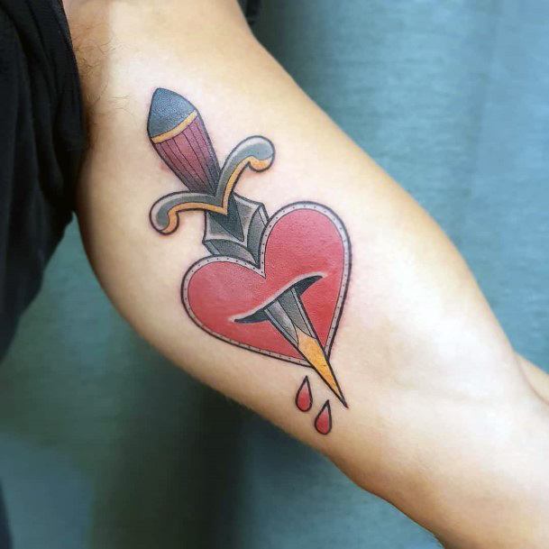 Cool Dagger Heart Tattoos For Women