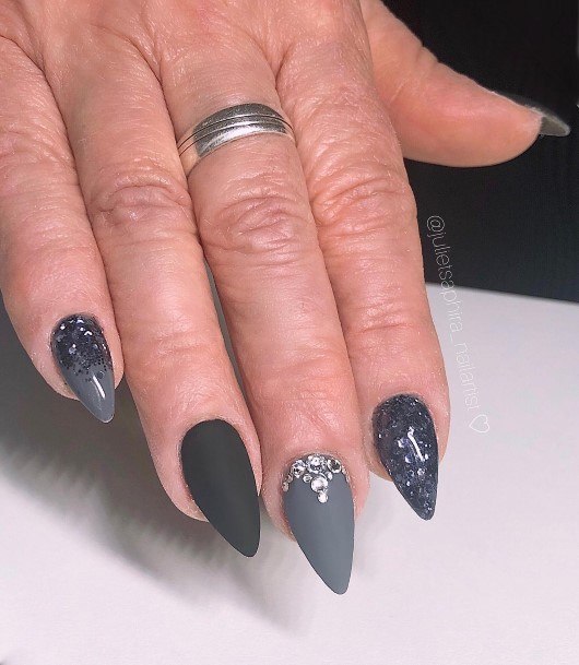 Cool Dark Grey Nails For Women