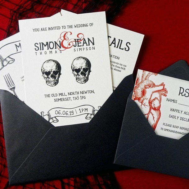 Cool Death Halloween Wedding Invitation Ideas