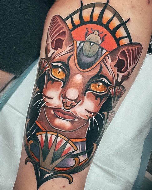 Cool Egyptian Tattoos For Women Cat Neo Traditional