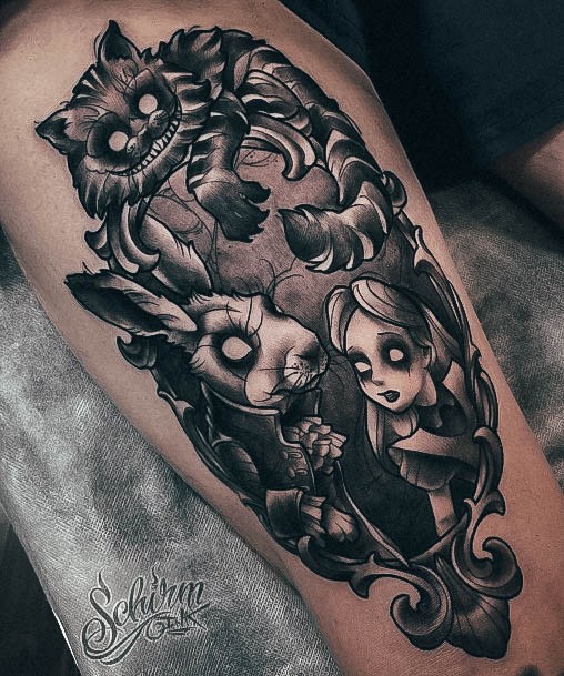 Cool Female Alice In Wonderland Tattoo Designs