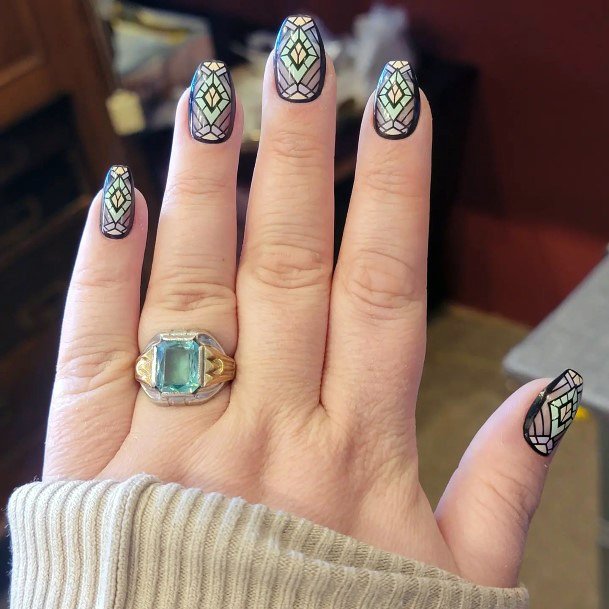 Cool Female Art Deco Nail Designs