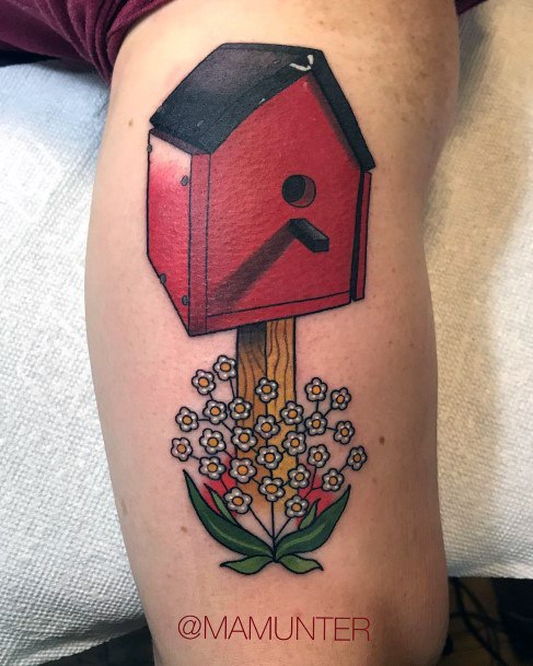 Cool Female Birdhouse Tattoo Designs