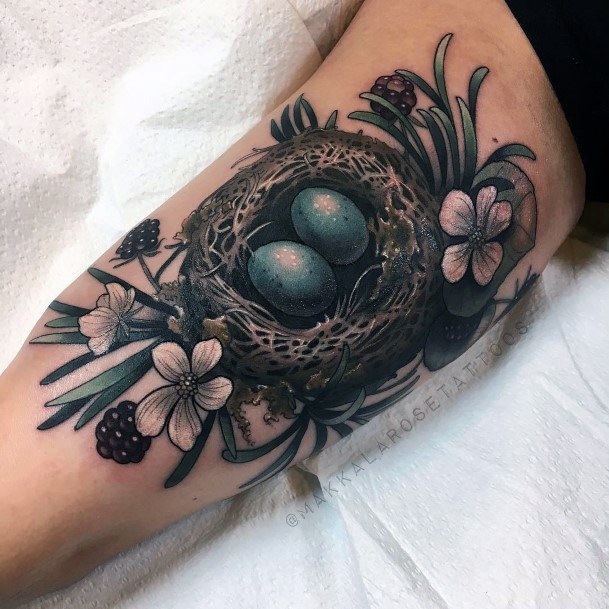 Cool Female Birds Nest Tattoo Designs