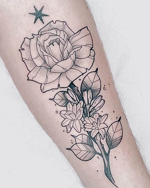 Cool Female Black Rose Tattoo Designs