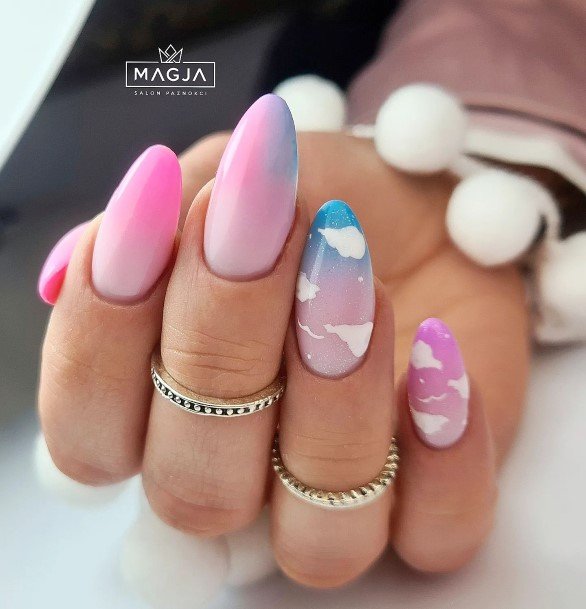 Cool Female Blue Ombre Nail Designs