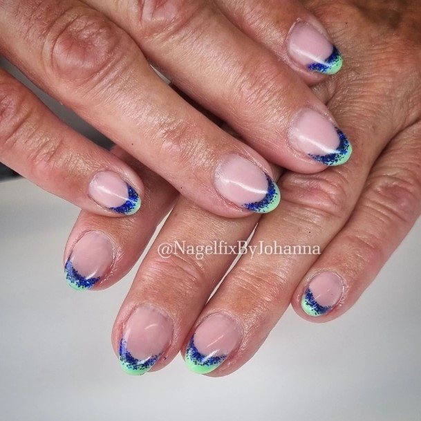 Cool Female Blue Short Nail Designs