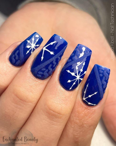 Cool Female Blue Winter Nail Designs