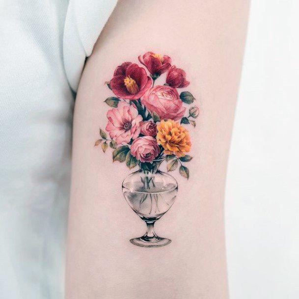 Cool Female Bouquet Tattoo Designs