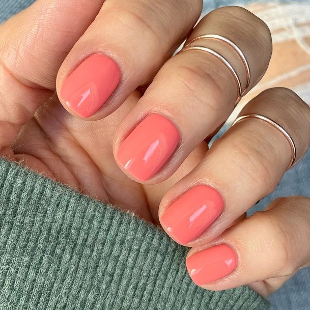 Cool Female Bright Coral Nail Designs