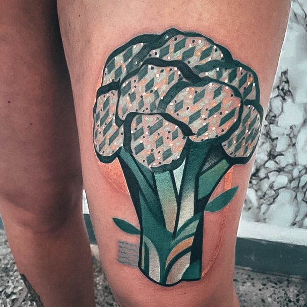 Cool Female Broccoli Tattoo Designs