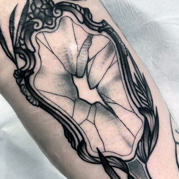 Cool Female Broken Mirror Tattoo Designs