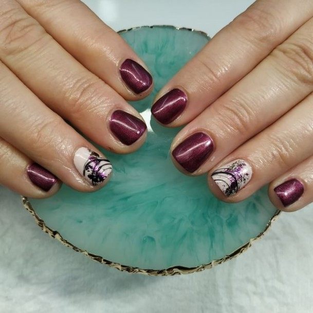 Cool Female Burgundy Nail Designs