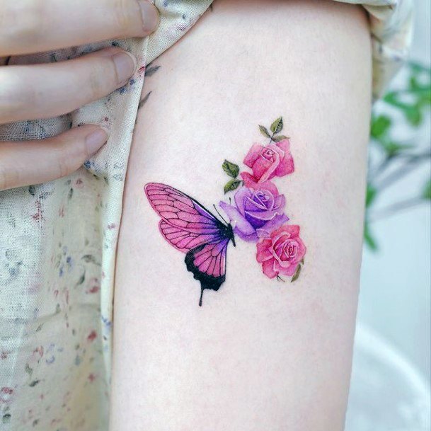 Cool Female Butterfly Flower Tattoo Designs