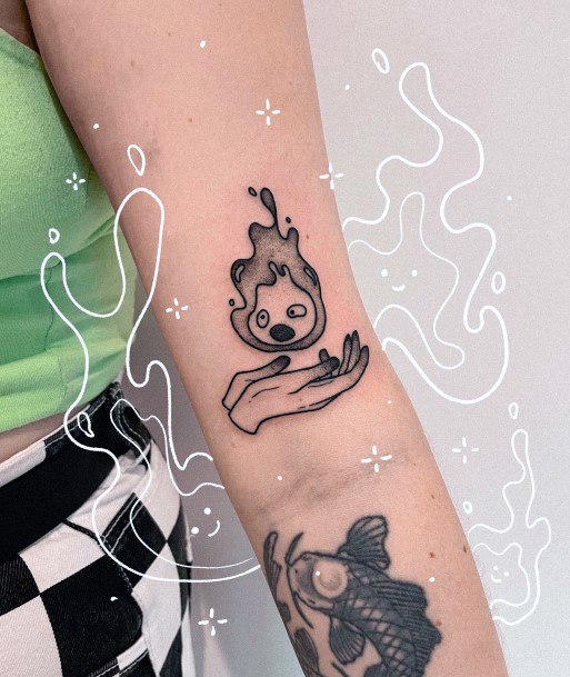 Cool Female Calcifer Tattoo Designs
