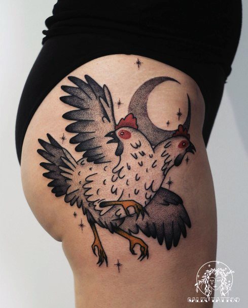 Cool Female Chicken Tattoo Designs
