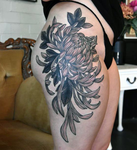 Cool Female Chrysanthemum Tattoo Designs