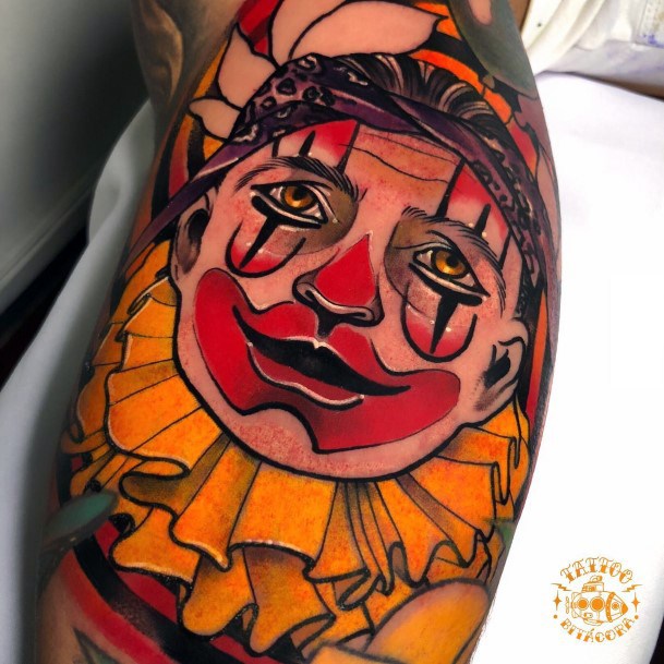 Cool Female Clown Tattoo Designs